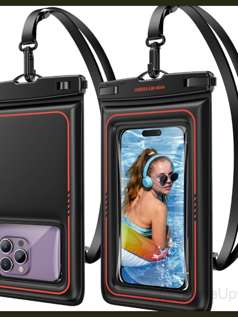 UNBREAKcable Waterproof Phone Pouch 2 Pack Floating Case IPX8 Up to 7in